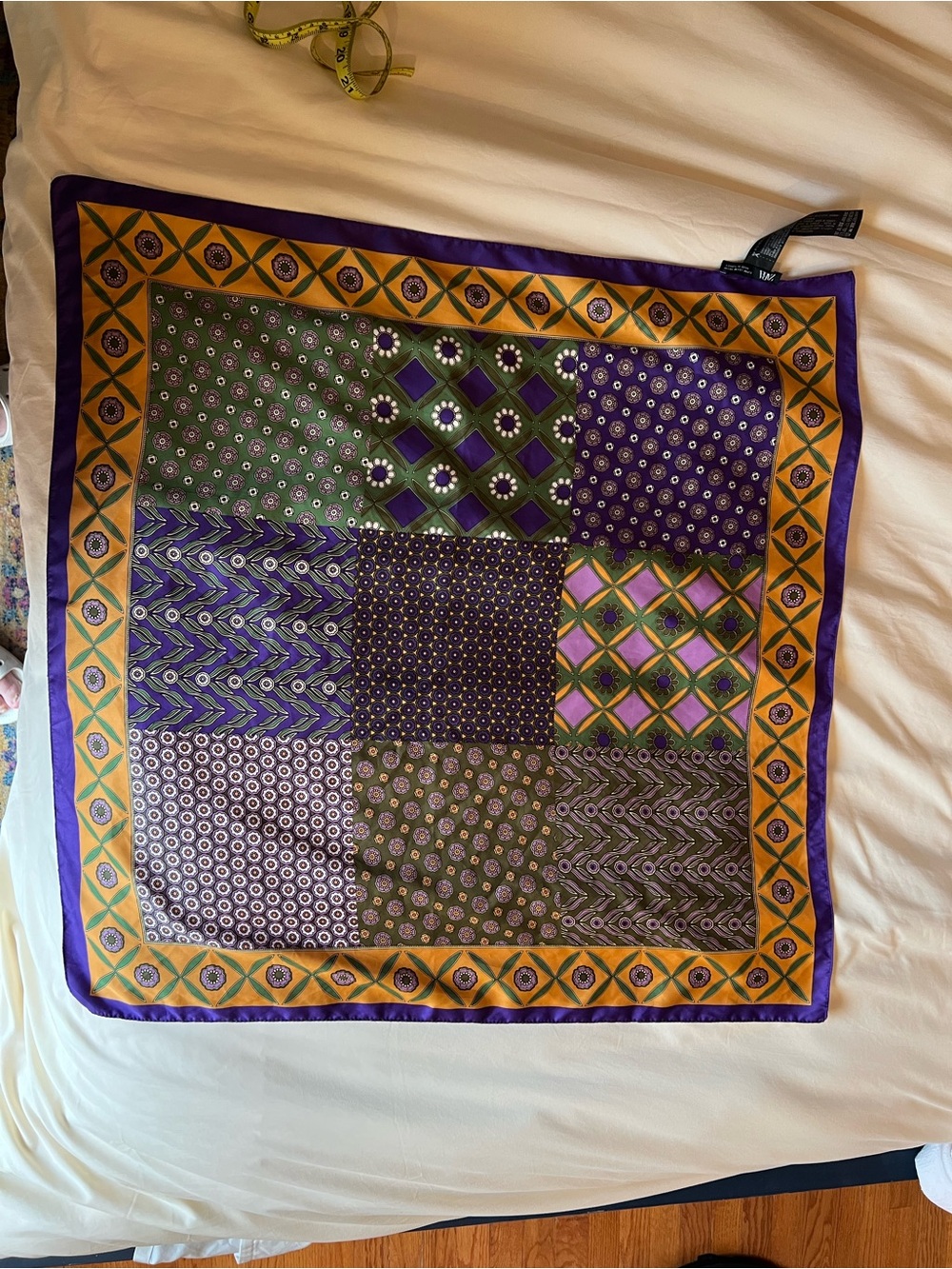 Zara EUC Purple Patchwork Printed Scarf